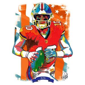 Bo Nix Denver Broncos Quarterback Football Sports Poster Print Wall Art 18x24